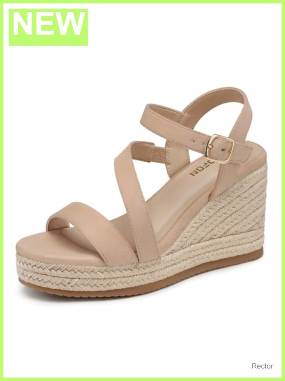 TEMOFON Wedge Sandals for Women Platform Espadrille Suede PU Leather Comfortable